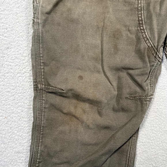 Carhartt Relaxed Fit Carpenter Pants Double Knee Workwear Olive 38x30 Distressed - Picture 7 of 9